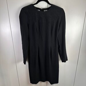 VTG Liz Claiborne Womens 8 Black Long Sleeve Dress Minimalist Chic Dark Academia